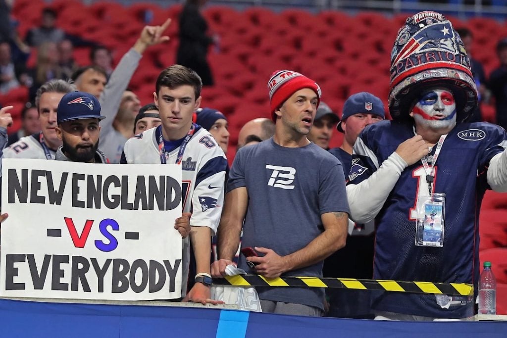 A torcida do New England Patriots, uma das melhores da NFL, após um jogo.