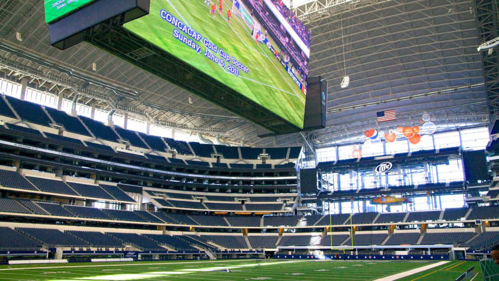 Foto dentro de um dos estádios da Copa América 2024, o AT&T Stadium.