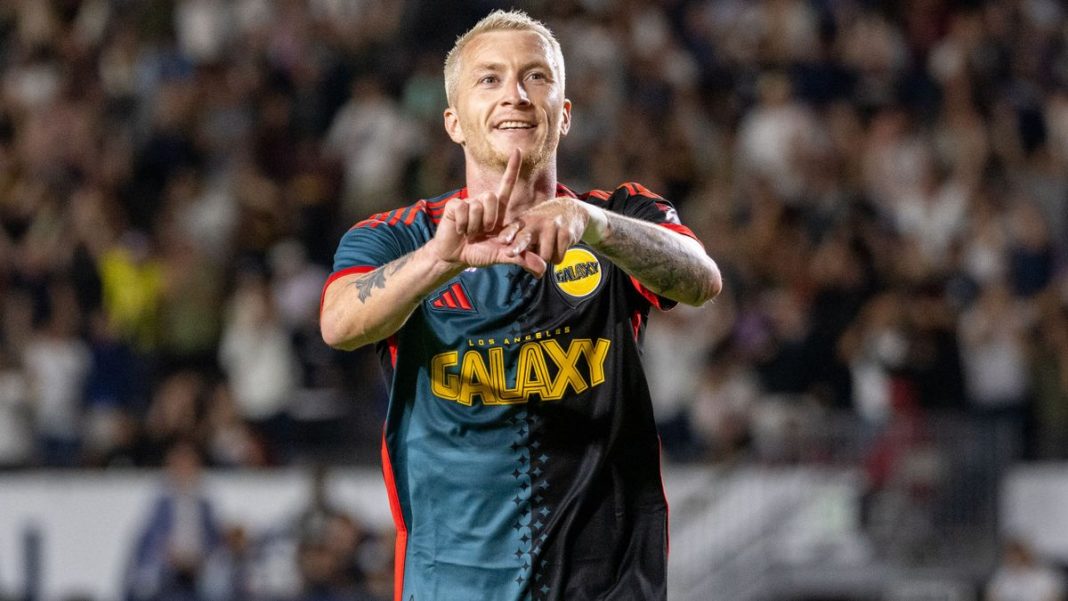 Marco Reus celebrating for LA Galaxy.