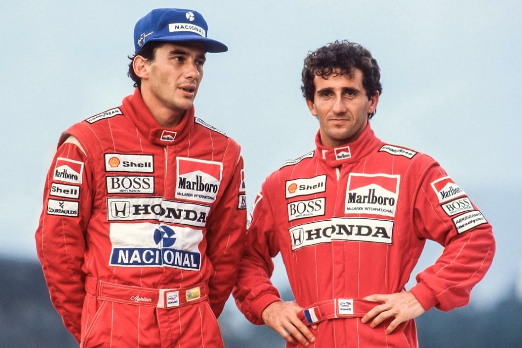 A photo of two of the best F1 Drivers of all time, Ayrton Senna and Alain Prost