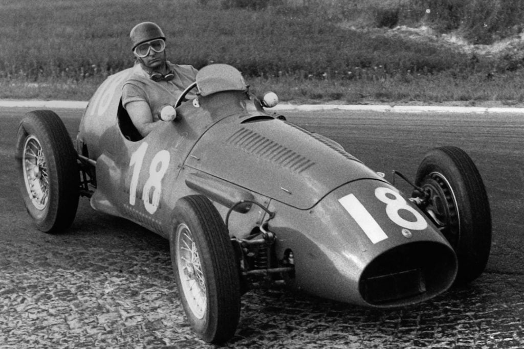 Juan Manuel Fangio, one of the best F1 drivers ever sat in his Maserati 